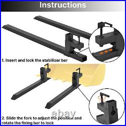 1500Lbs 43'' Tractor Pallet Forks Clamp on Skid Steer Loader Bucket Quick Attach