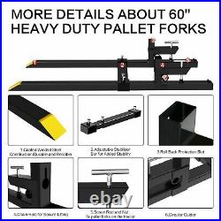 1500Lbs 60 Tractor Clamp On Pallet Forks Bucket Quick Attach With Stabilizer Bar