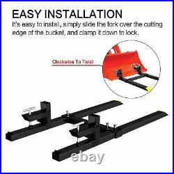 1500Lbs 60 Tractor Clamp On Pallet Forks Bucket Quick Attach With Stabilizer Bar