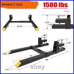 1500/4000Lbs 60'' Tractor Pallet Forks Clamp on Skid Steer Loader Bucket withBar