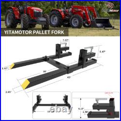 1500lb 43 Pallet Fork Skid Steer Bucket Clamp on Tractor With Stabilizer Bar