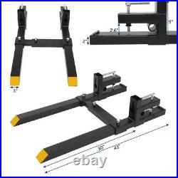 1500lb 43 Tractor Pallet Forks Skid Steer Loader with Adjustable Stabilizer Bar