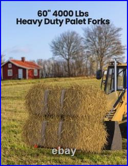 2000lb 4000lb Tractor Pallet Fork Bucket Clamp on Skid Steer Loader 43'' 60'