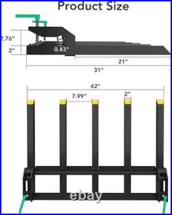 21 Fork Length 4000LBS Clamp-On Debris Forks For 48 Buckets Skid Steers Heavy
