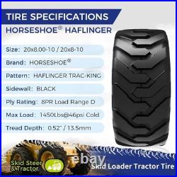 2 New 20x8.00-10 Skid Steer Tires 8PR LRD HAFLINGER Heavy Duty Rim Guard Wall TL