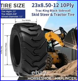 2 Tires 23x8.50-12 Skid Steer 10PR LRE HAFLINGER Trac-King HD Tubeless 2385012