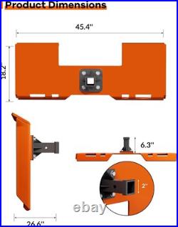3000LBS 3/8 Thick Skid Steer Mount Plate Capacity with2 Removable Hitch Receiver