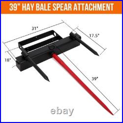 39 Hay Spear Bale Spears 4000 LBS Bucket Skid Steer Tractor Loader Attachment