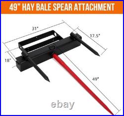 39 Inch Bale Spear Hay Fork 4000LB Capacity Skid Steer Tractor Bucket Attachment