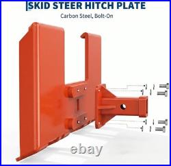 3/8 Skid Steer Mount Plate With 2 Detachable Trailer Hitch Receiver Attachment