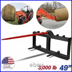 3 Point 49 Tractor 3,000lb Hay Spear Attachment Spike Skidsteer Quick Load Tach