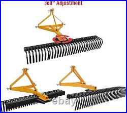 3 Point 60'' Landscape Rock Rake Rotationable For Category 1 Skid Steer Tractors