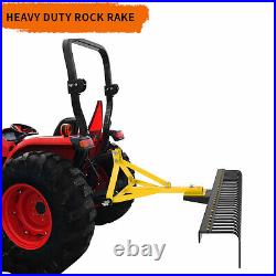 3 Point 60'' Landscape Rock Rake for Category 1 Tractor Attachment Gravel Lawn