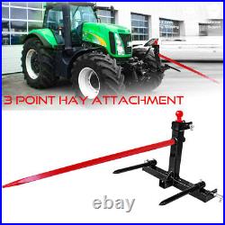 3 Point Hay Bale Spear Attachment 49''inch Tractors Skid Steer Loader Quick Tach