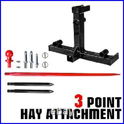 3 Point Hay Bale Spear Attachment 49''inch Tractors Skid Steer Loader Quick Tach