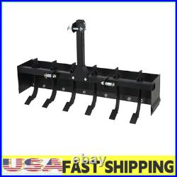 3-Point Tow Behind Box Scraper, 55 IN Garden Lawn Mower Tractor Box Blade, 6 Shank
