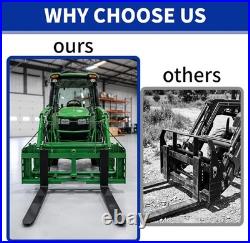4000LBS 45 Frame Skid Steer Tractor With 48 Blades Pallet Fork Fits John Deere