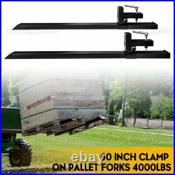 4000LBS 60 Tractor Clamp On Pallet Fork Heavy Duty For Skid Steer Loader Bucket