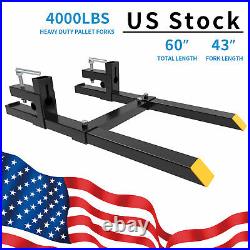 4000Lbs 60 Tractor Clamp On Pallet Forks Bucket Quick Attach With Stabilizer Bar