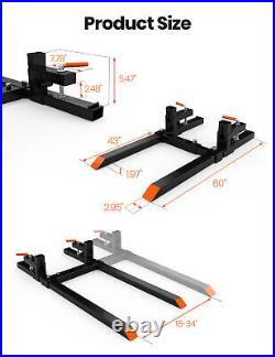 thumbnail image 2 of 4000lb Capacity Pallet Forks 60-inch Clamp-On Bucket Forks For Skid Steer, Tractor Loader - Thickened Steel 2 of 6