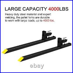 4000lbs 60 Tractor Clamp On Pallet Forks For Skid Steer Loader Bucket Universal