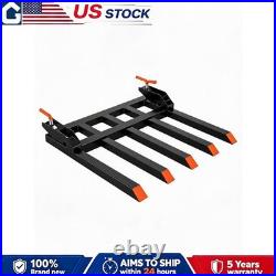 42 Clamp-On Pallet Forks With 5 Tines 2500LB Tractor Loader Skid Steer Heavy Duty