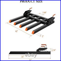 42 Clamp-On Pallet Forks With 5 Tines 2500LB Tractor Loader Skid Steer Heavy Duty