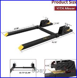 43 1500lb Clamp-on Pallet Fork With Adjustable Stabilizer Bar Anti-roll Bar Heavy