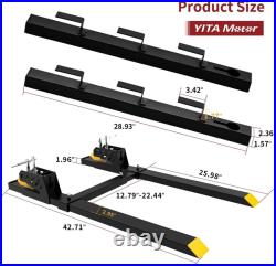 43 1500lbs Clamp-on Pallet Fork With Anti-roll Bar & Stabilizer Bar Skid Steer US
