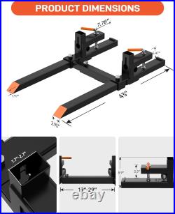 43/60 2000/4000lbs Clamp on Pallet Forks for Tractor Bucket Loader Skid Steer