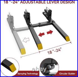 43 Heavy Duty Adjustable Forks with Stabilizer Bar for Skid Steer Tractors