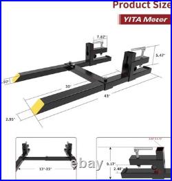 43 Heavy Duty Adjustable Forks with Stabilizer Bar for Skid Steer Tractors