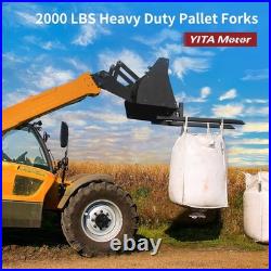 43 Heavy Duty Adjustable Forks with Stabilizer Bar for Skid Steer Tractors