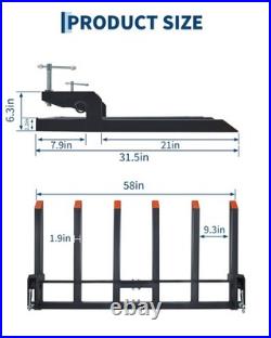 4400 LBS Clamp On Debris Forks to 58 Bucket for Tractor Loader Skid Steer, Farm