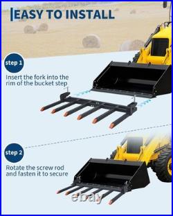 4400 LBS Clamp On Debris Forks to 58 Bucket for Tractor Loader Skid Steer, Farm