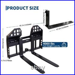45 4000lb Pallet Fork Frame &48 Blades Attachment for Skid Steer Kubota Bobcat