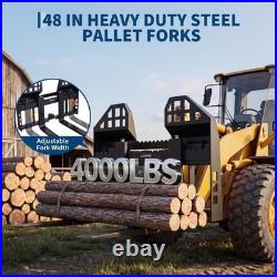 45 4000lb Pallet Fork Frame &48 Blades Attachment for Skid Steer Kubota Bobcat