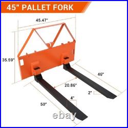 46 2600lbs Tractor Skid Steer Quick Tach Pallet Forks Attachmemt Universal US