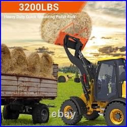 46 3200 lbs Tractor Skid Steer Quick Tach Pallet Forks Attachmemt Universal US
