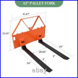 46 Skid Steer Tractor Pallet Forks 3200lbs Quick Attach Pallet Fork Loader Fork