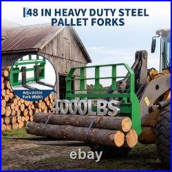 46in Frame 48in Blades Pallet Fork 4000 Lbs Skid Steer Attachment for Tractors