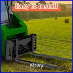48 4000LB Skid Steer Pallet Fork Attachment Blades WithReceiver Hitch Frame Heavy