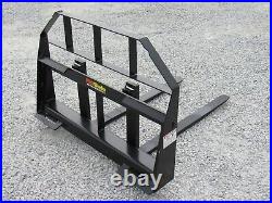 48 Root Grapple Bucket and 42 Long Pallet Forks Attachment Combo Quick Attach