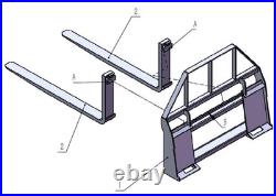 48 Skid Steer Pallet Fork Attachment Tractor Quick Attach Heavy Duty