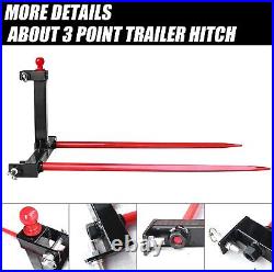 49 3 Point Hay Bale Spear Tractor Hitch Quick Loader Attachment Heavy Duty Tack