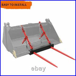 49 Dual Hay Bale Spear Bucket Attachment Front for Skid Steer Loader Tractor