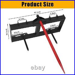 49'' Hay Bale Spear 3 Point Quick Loader Attach Steer Skid Tractor Attachment US