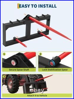 49 Hay Bale Spear Skid Steer & Tractor Attachment Quick Attach 3000lbs Capacity