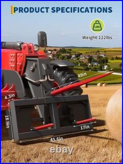 49 Hay Bale Spear Skid Steer & Tractor Attachment Quick Attach 3000lbs Capacity