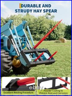 49 Hay Bale Spear Skid Steer & Tractor Attachment Quick Attach 3000lbs Capacity